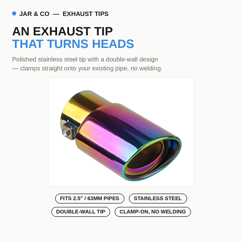 2.5" Stainless Steel Exhaust Tip — Bolt-On, Multiple Finishes