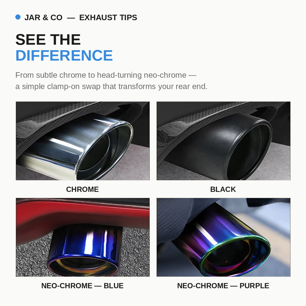 2.5" Stainless Steel Exhaust Tip — Bolt-On, Multiple Finishes