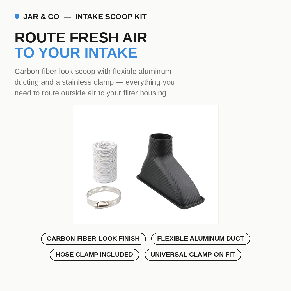 Universal Cold Air Intake Kit with Heat Shield Filter | JAR & Co